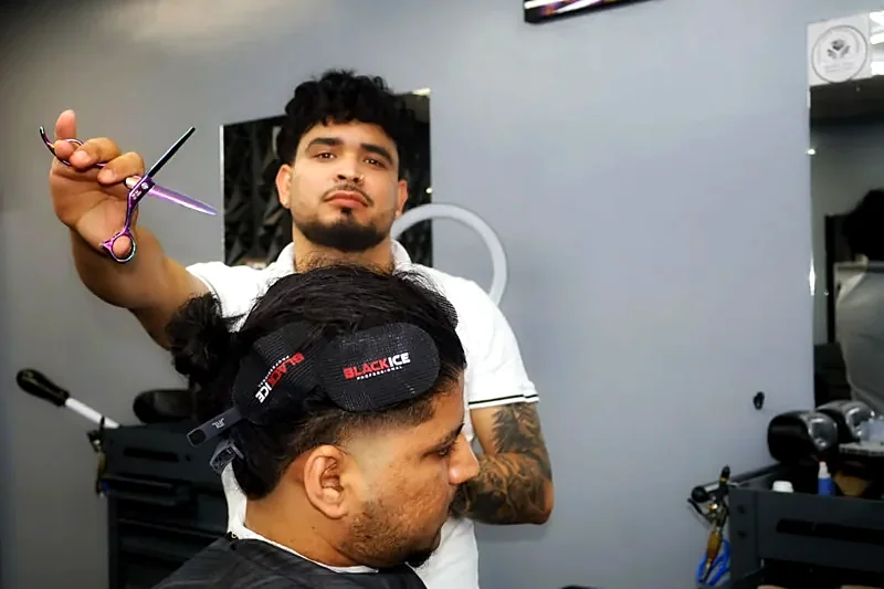 Barber with scissors